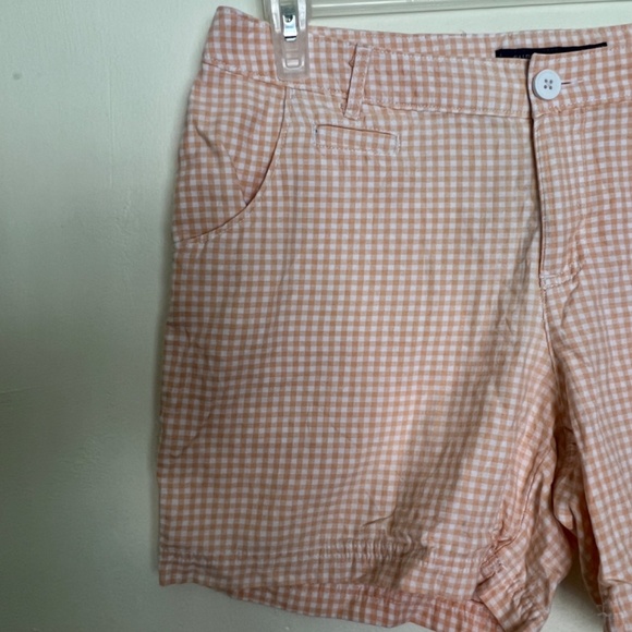 Columbia Super Bonehead Lotus Gingham Women Shorts Size 12 in Orange - Picture 2 of 9